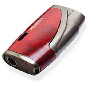 Honest Cigar Lighter with Twin Jet Flame and Cigar Punch - Burl Finish