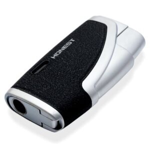 Honest Cigar Lighter with Twin Jet Flame and Cigar Punch - Black  Finish