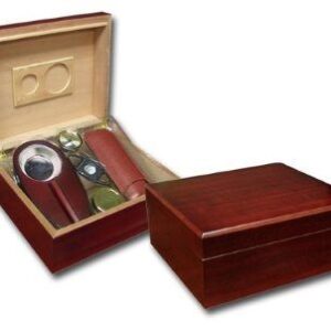 Cherry Wood Cigar Humidor Gift Set