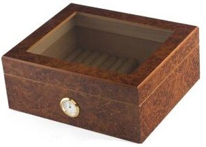 Burl Effect Cedar Wood Humidor 50 Cigar Capacity  HUX153