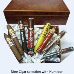 De Luxe Cigar Selection With Humidor and Nine Cigars