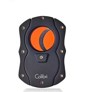 Colibri Coloured Twin Bladed Cigar Cutter - Orange - Black