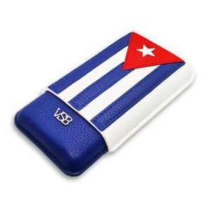 A Three Finger Cuban Flag Leather VSB Cigar Pouch