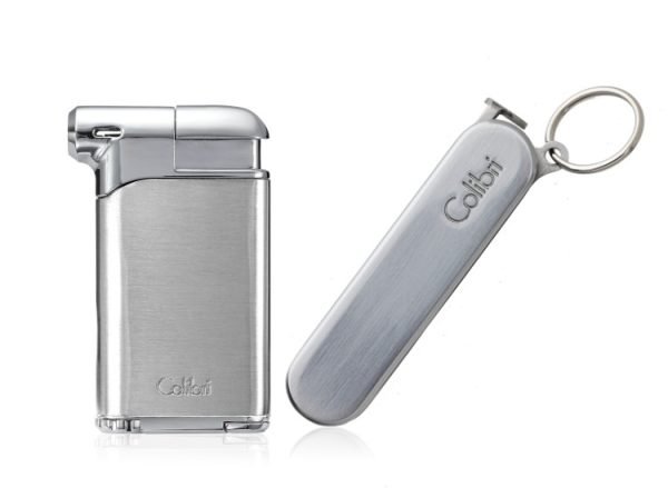 Colibri Pacific Soft Flame Lighter and Sherlock Pipe Tool - Chrome and Pacific