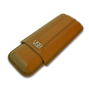 A Two Finger Brown Leather VSB Cigar Pouch
