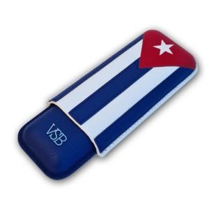A Two Finger Cuban Flag Leather VSB Cigar Pouch