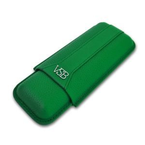 A Two Finger British Racing Green Leather VSB Cigar Pouch