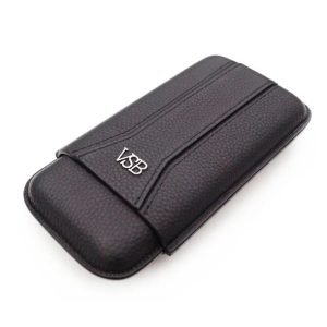 A Three Finger Black Leather VSB Cigar Pouch