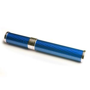 VSB London Gloss Blue Carbon Fibre and  Stainless Steel Cigar Tube
