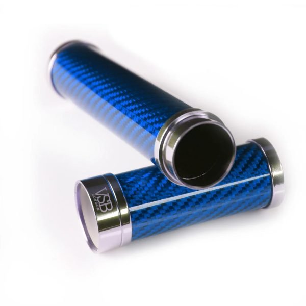 VSB London Gloss Blue Carbon Fibre and  Stainless Steel Cigar Tube - Image 2