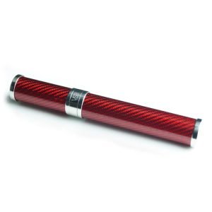 VSB London Gloss Red Carbon Fibre and  Stainless Steel Cigar Tube