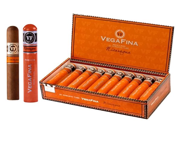 VegaFina Nicaraguan Corona Cigar - Orange Label – Box of 25 Tubed Cigars